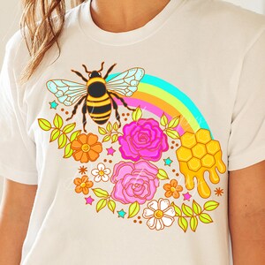 Honey Bee Flower PNG Tshirt Sublimation