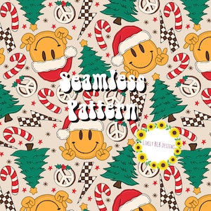 Happy Checkered Retro Christmas Repeating Seamless Pattern File Design