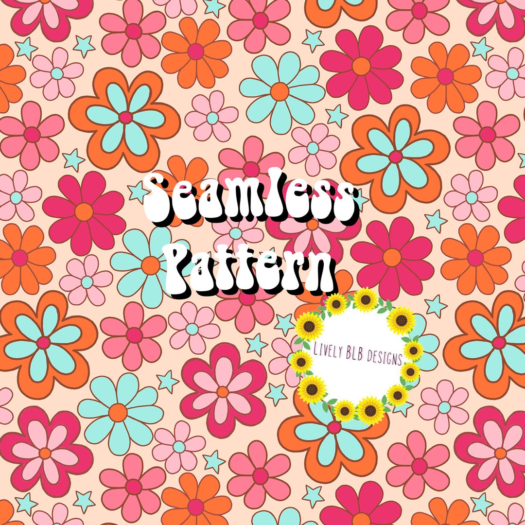 Retro Summer Flowers Repeating Seamless Pattern File Design - Etsy