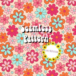 Retro Summer Flowers Repeating Seamless Pattern File Design