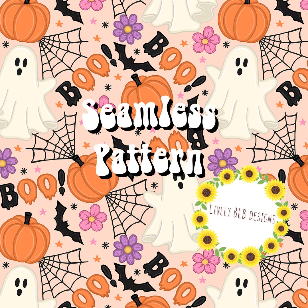 Boo Ghosts Pumpkin Halloween Repeating Seamless Pattern File Design - Etsy