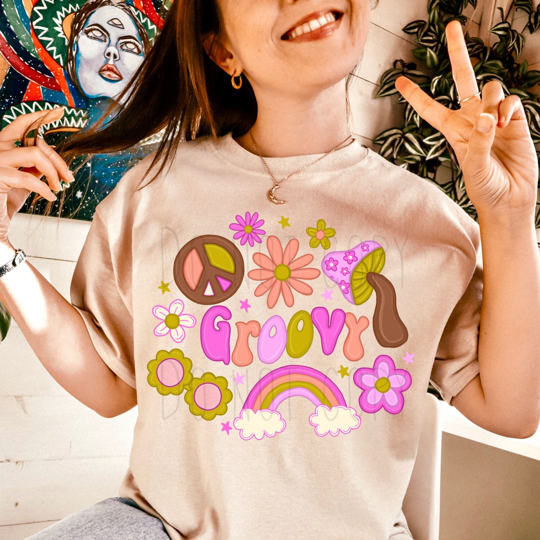 Groovy Mushroom 3/4 Sleeve Tee in Sunset