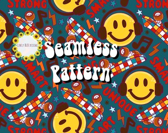 Diseño de archivo de patrón sin costuras que se repite con la afirmación del autismo de la sonrisa del niño