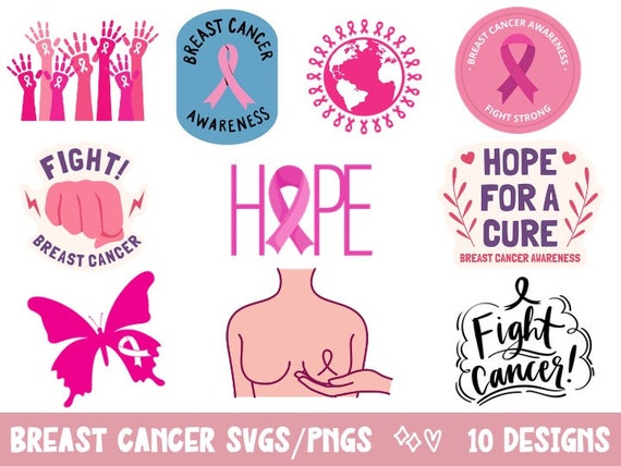 Breast Cancer SVG PNG Bundle 10 Breast Cancer Svg Cancer - Etsy