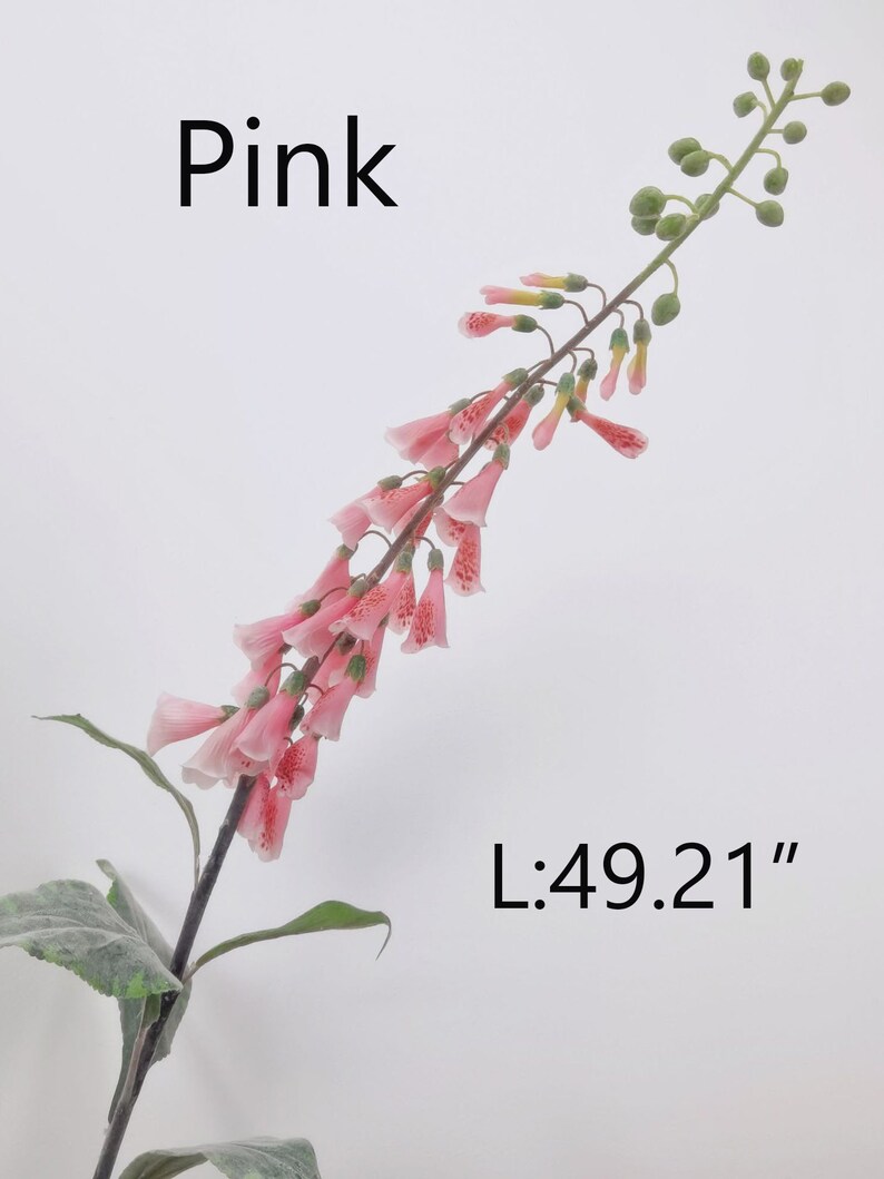 Artificial Foxglove Stem With Leaves, Fake Flower Craft, Home Floral ...