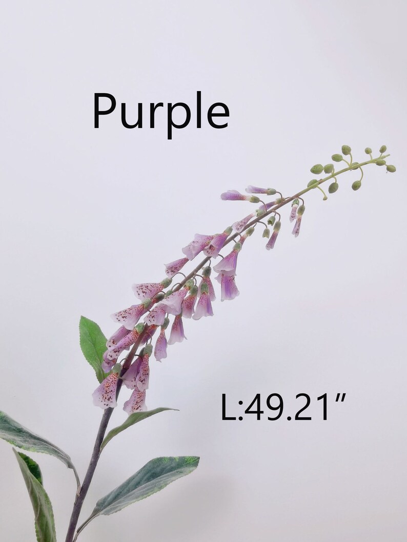 Artificial Foxglove Stem With Leaves, Fake Flower Craft, Home Floral ...