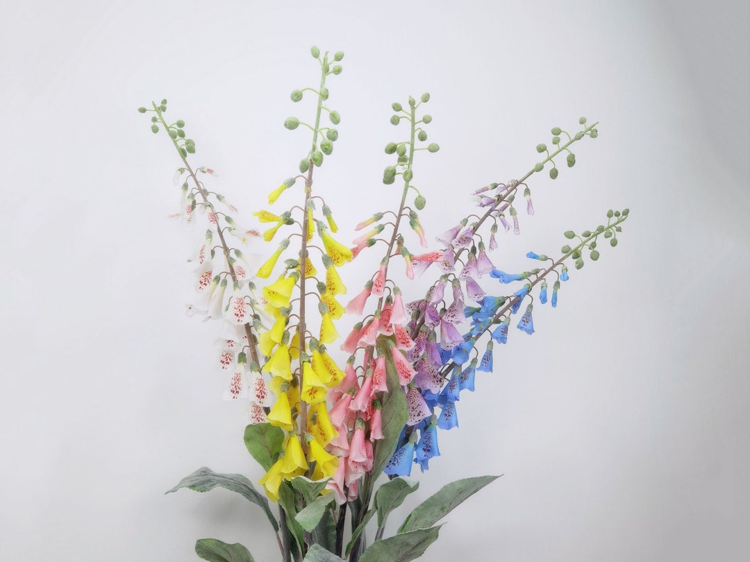 Artificial Foxglove Stem With Leaves, Fake Flower Craft, Home Floral ...