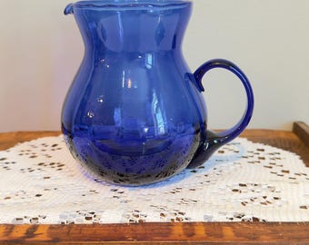 Vintage Cobalt Blue 5' Glass Pitcher
