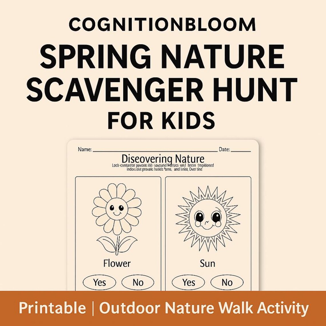 Spring Nature Scavenger Hunt for Kids Printable | Outdoor Nature Walk ...