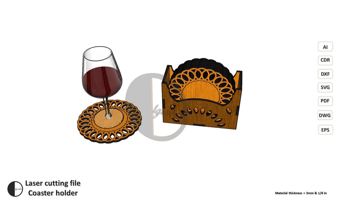 Coaster Holder Laser Cut File /svg File/dxf File/cdr File/dwg Etsy