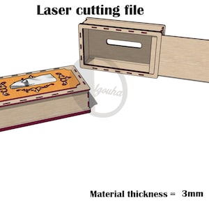 Caja de pañuelos cortada con láser SVG 3 Tamaño 3 mm - Archivo de corte por láser