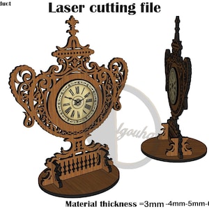 Laser cut Desk clock SVG 3mm,4mm,5mm,6mm