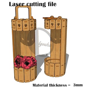 Caja de flores cortada a láser SVG 2,7 mm-3 mm