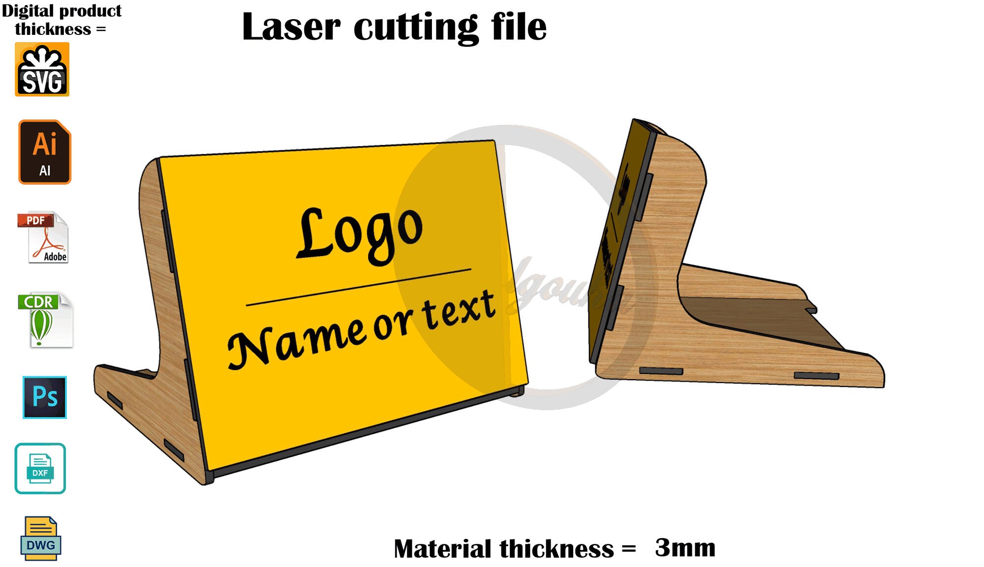 Laser cut Name stand SVG 3mm