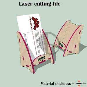 Porta biglietti da visita tagliato al laser SVG 3 mm, 4 mm