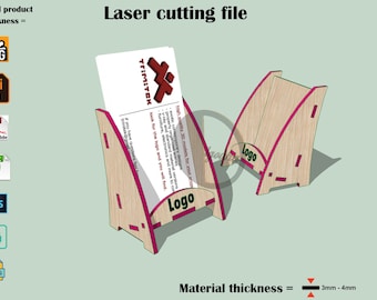 Laser Cut Visitenkartenhalter SVG 3 mm, 4 mm