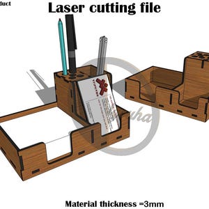 Porta-cartão de visita com corte a laser, porta caneta e bloco de notas - 3 mm