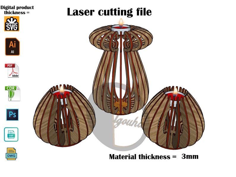 Laser Cut Candle Holder SVG Laser Cutting File zdjęcie 1