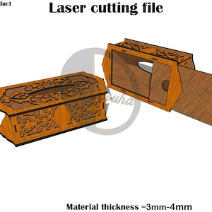 Scatola di fazzoletti tagliata al laser SVG 3 mm, 4 mm