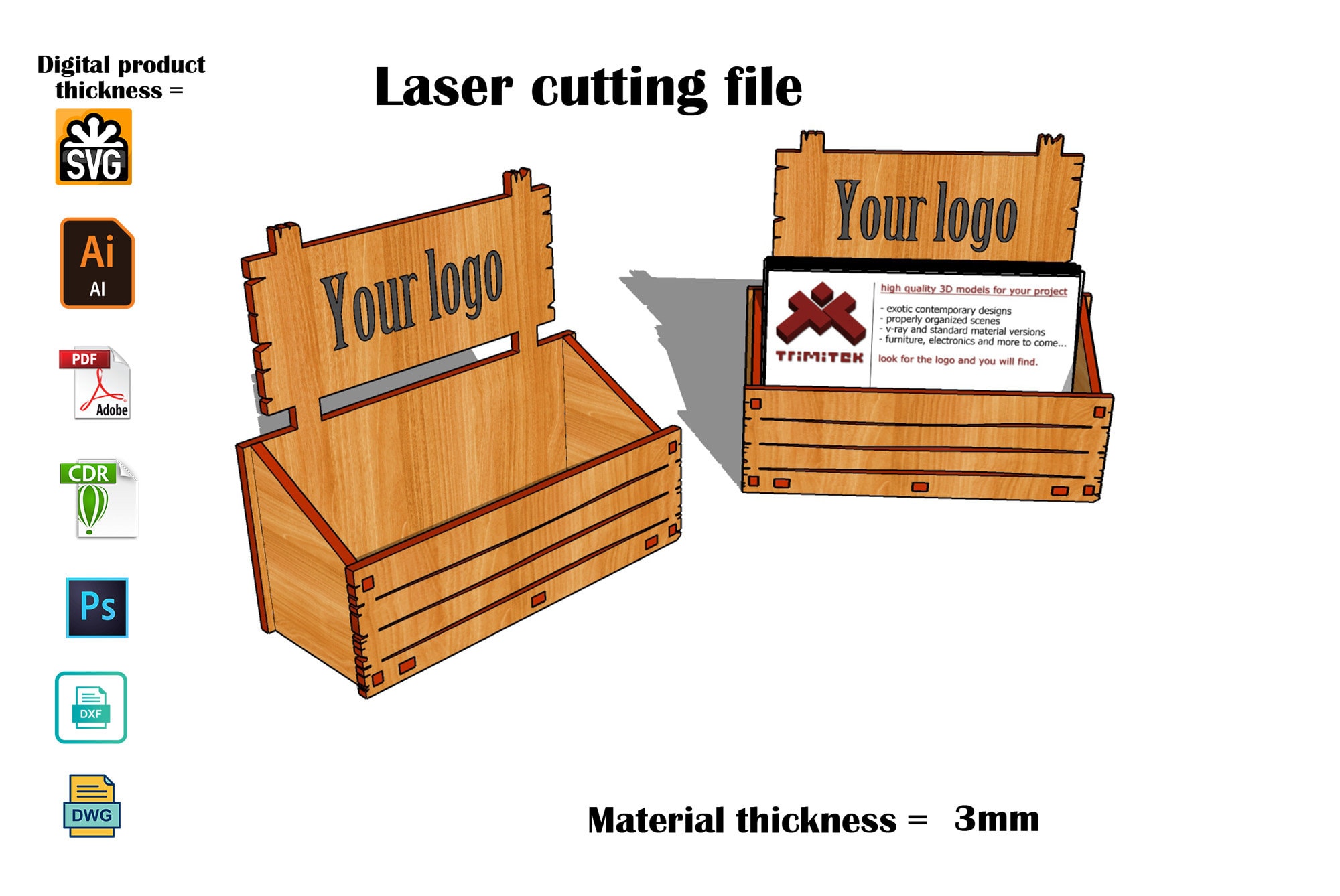 Laser Cut Business Card Holder SVG 3mm Etsy