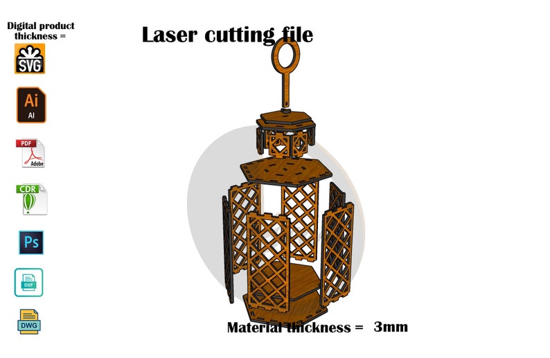 Lantern candle holder laser cut file zdjęcie 4