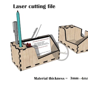 Laser Cut business card holder with pen & pencil stand 3mm-4mm