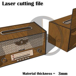 Laserschnitt alte Radio-Taschentücherbox 3 mm