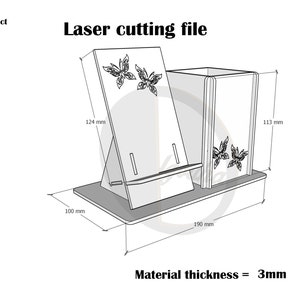 Laser Cut Phone stand with Pen holder 3mm,4mm image 5