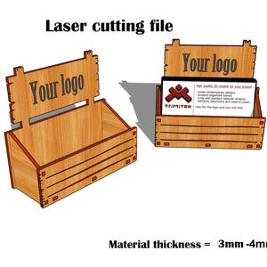 Porta-cartões de visita cortado a laser SVG 2,7 mm-3 mm-4 mm-6 mm