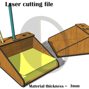 Porta-lápis cortado a laser com bloco de notas SVG 3 mm
