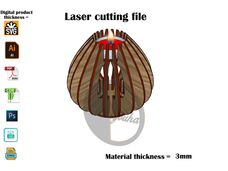 Laser Cut Candle Holder SVG Laser Cutting File zdjęcie 4