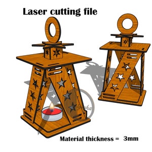 Laser Cut Lantern candle holder SVG 3mm Laser Cut File