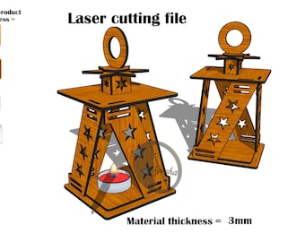 Laser Cut Lantern candle holder SVG 3mm Laser Cut File