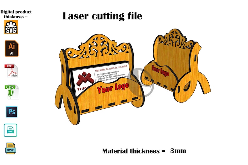 Laser Cut Business Card Holder Laser Cut File Etsy