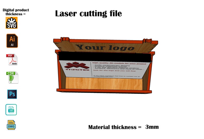 Porte-cartes de visite découpé au laser SVG 3mm-4mm-2,7mm image 4