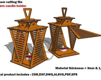 Lantern candle holder laser cut file