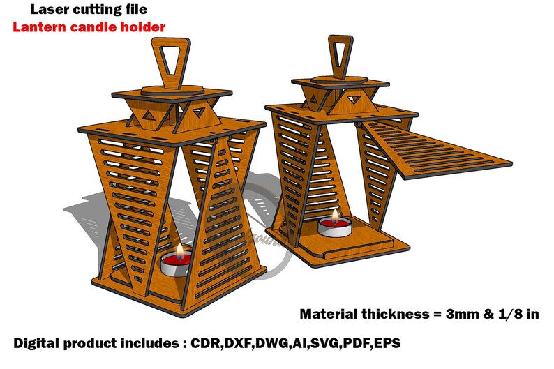 Lantern Candle Holder Laser Cut File Etsy