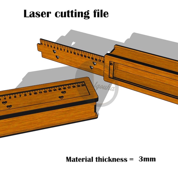 Bleistifthalter und Lineal lasergeschnittene Datei/3mm -dxf,cdr,svg,dwg,pdf,ai,eps Datei für Lasercut & cnc