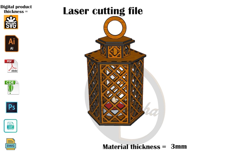 Lantern candle holder laser cut file zdjęcie 3