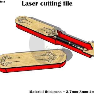 Scatola portapenne tagliata al laser SVG 2,7 mm-3 mm-4 mm