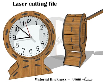 Laser cut Desk clock SVG 3mm-6mm