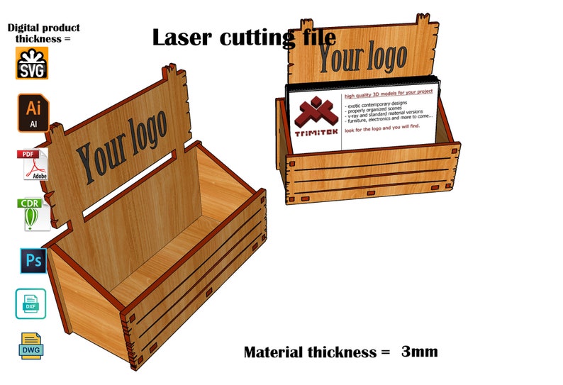 Laser Cut Visitenkartenhalter SVG in den Formaten 3mm-4mm-2,7mm Bild 8