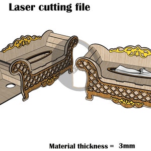 Scatola di fazzoletti per divano tagliata al laser SVG 3 mm