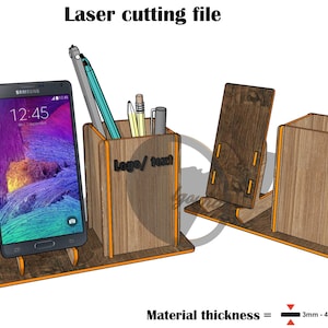 Laser geschnitten Handy & Bleistiftständer SVG 3 mm, 4 mm