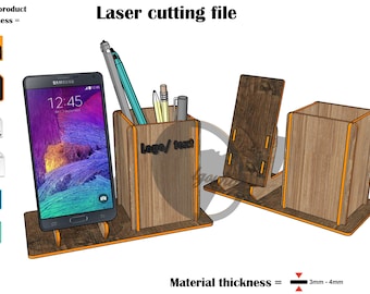 Laser cut Cell Phone & Pencil stand SVG  3mm,4mm