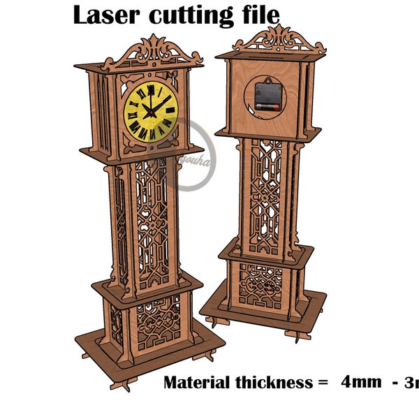 Laser Cut Grandfather Clock SVG 3mm-4mm