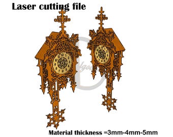 Laser cut Wall clock with pendulum SVG -3mm-4mm-5mm