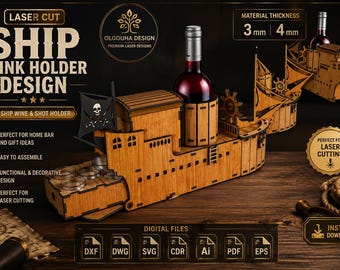 Laser Cut Win Box Ship SVG 3mm- 4mm