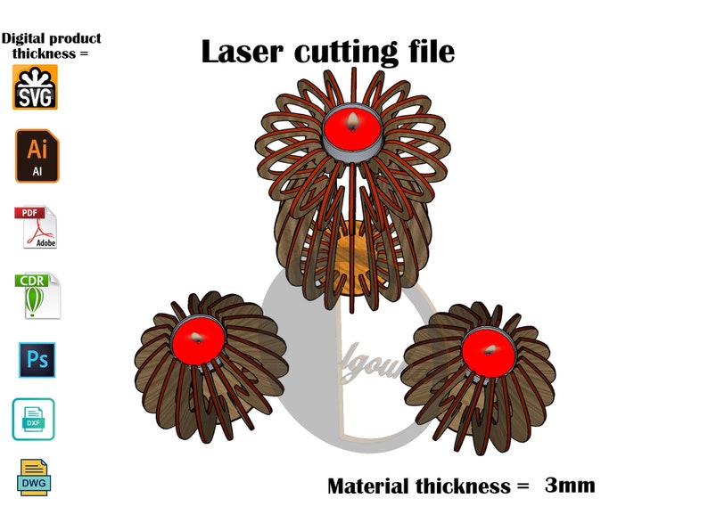 Laser Cut Candle Holder SVG Laser Cutting File zdjęcie 2