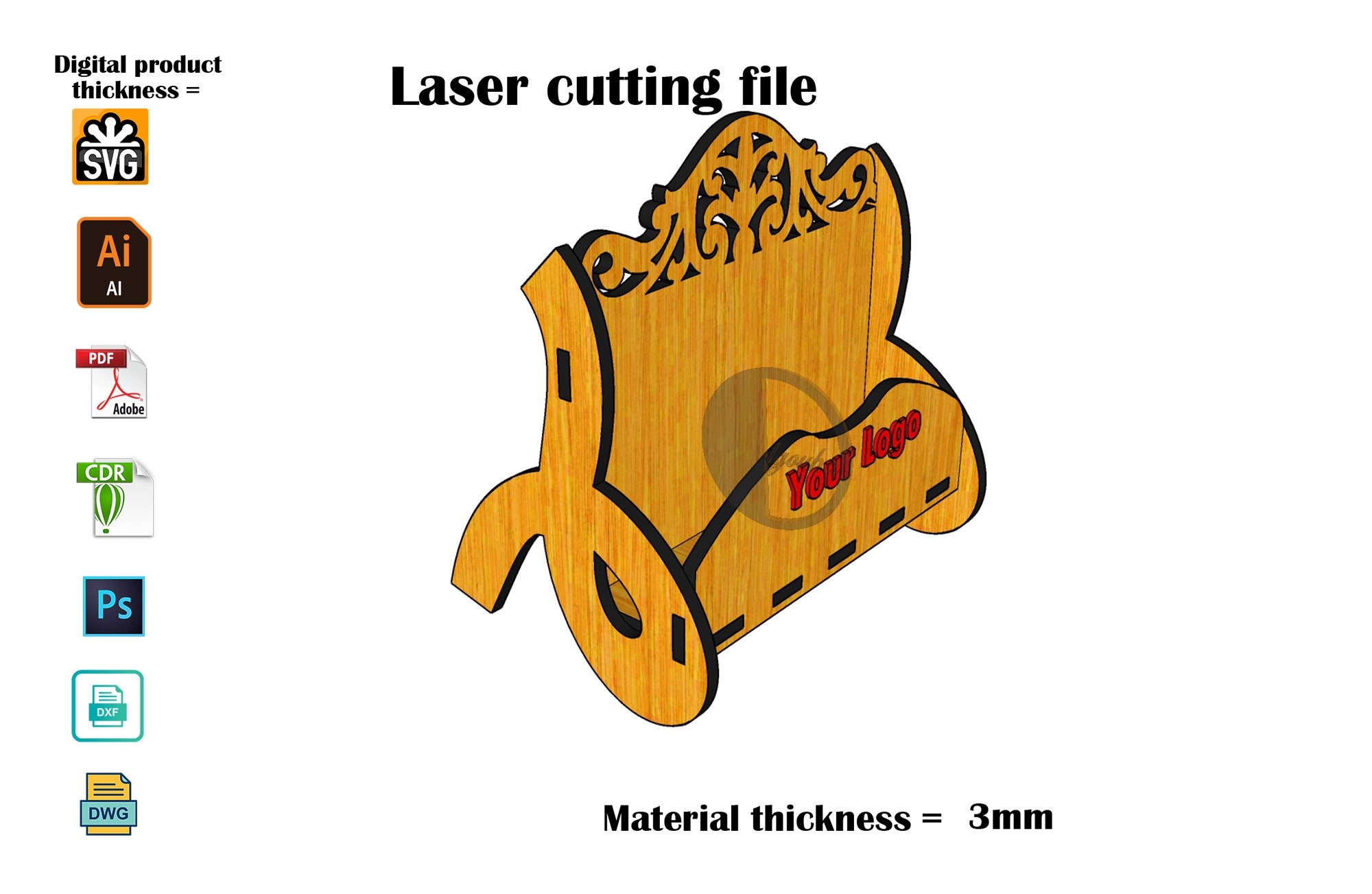 Laser Cut Business Card Holder Laser Cut File Etsy